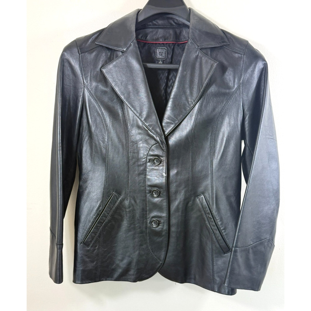Vtg Wilsons Leather Black Genuine Leather Jacket Womens Size L 90s Y2K Mob Wife
